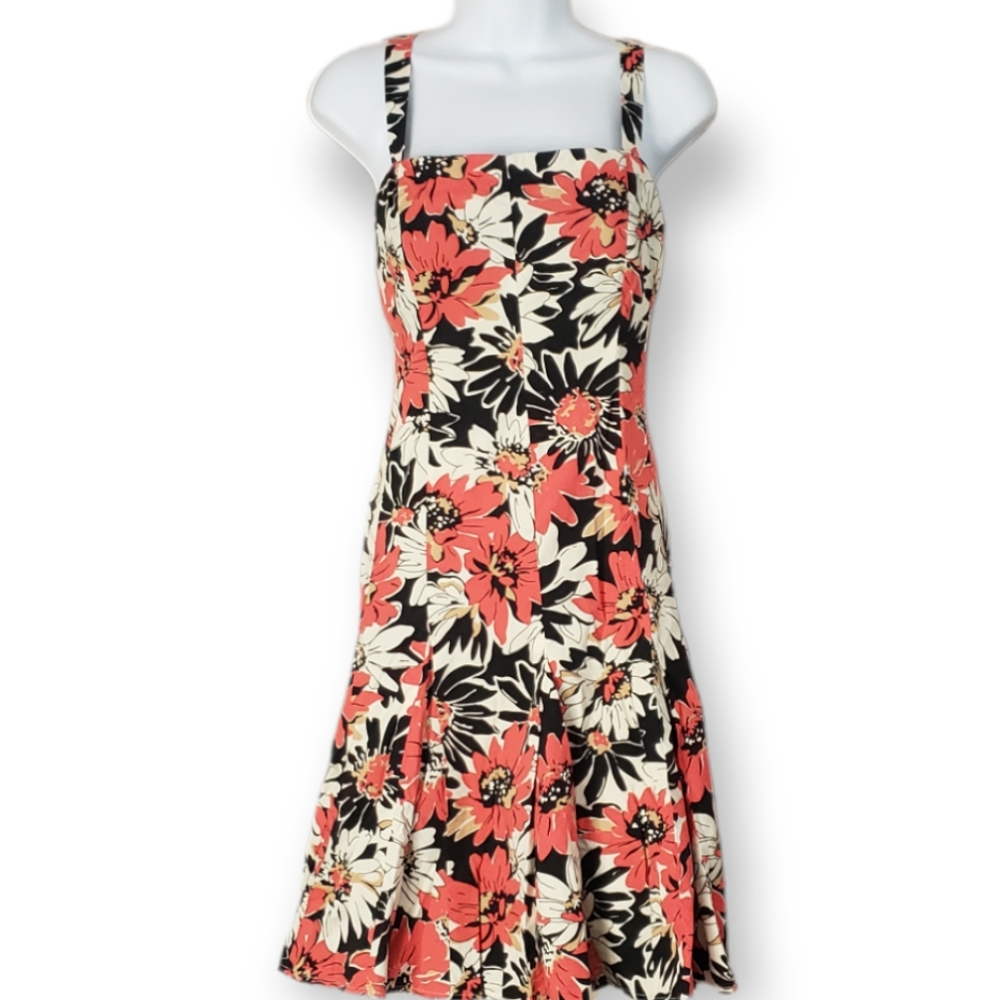 NWOT Madison Leigh red white & black floral fit & flare sundress Womens 12
